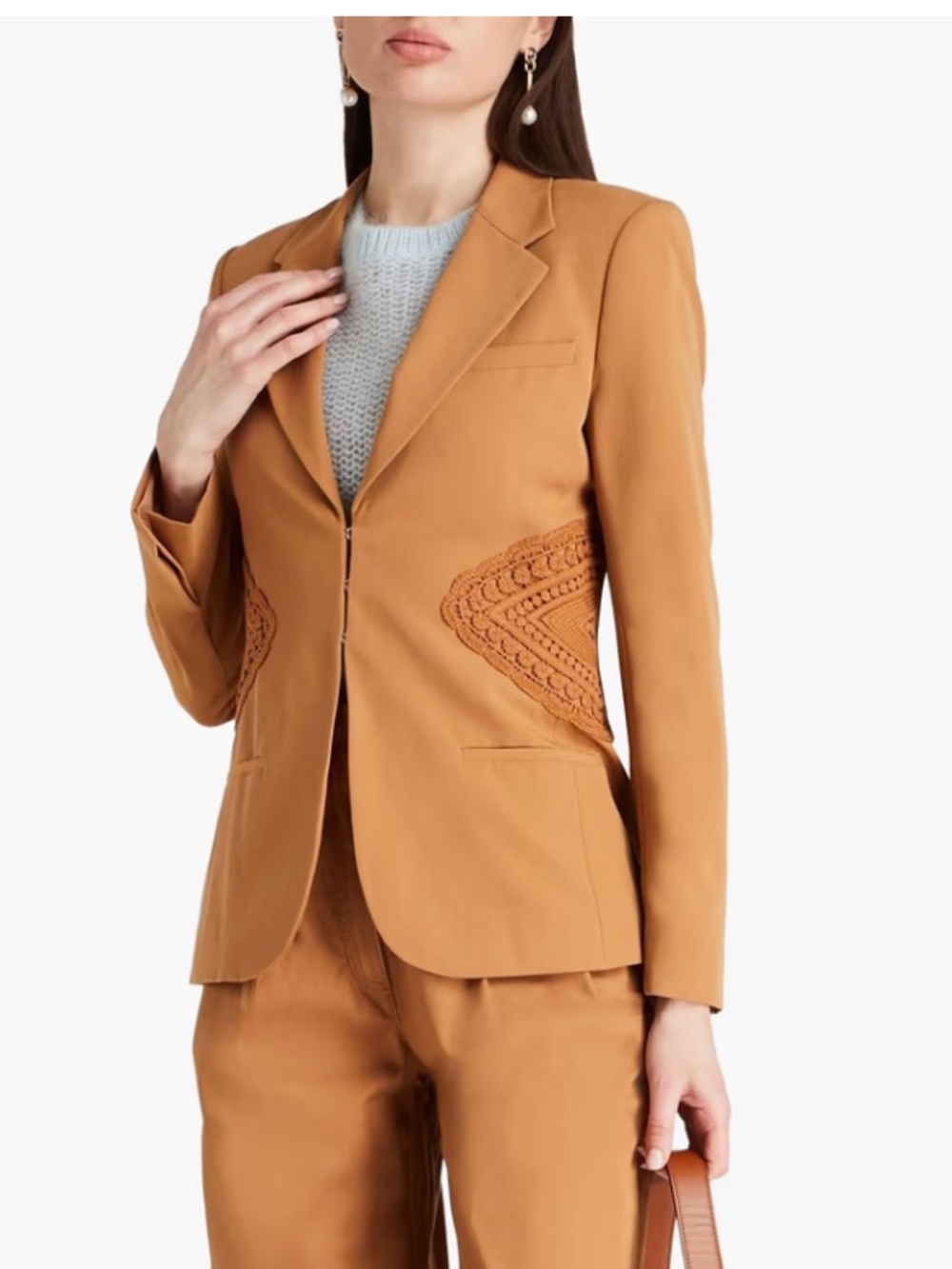 10 Crosby Derek Lam Crochet Trimmed Twill blazer jacket 4 NEW $350